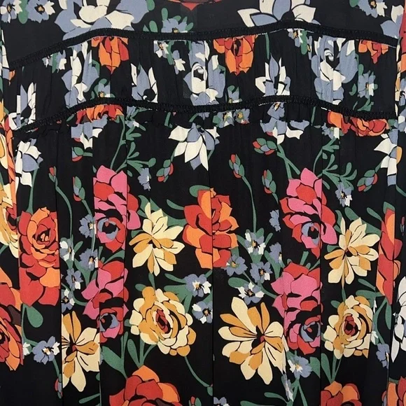 Elaine Rose multicolor Flower peasant blouse button details on back & sleeves XL - Picture 4 of 10